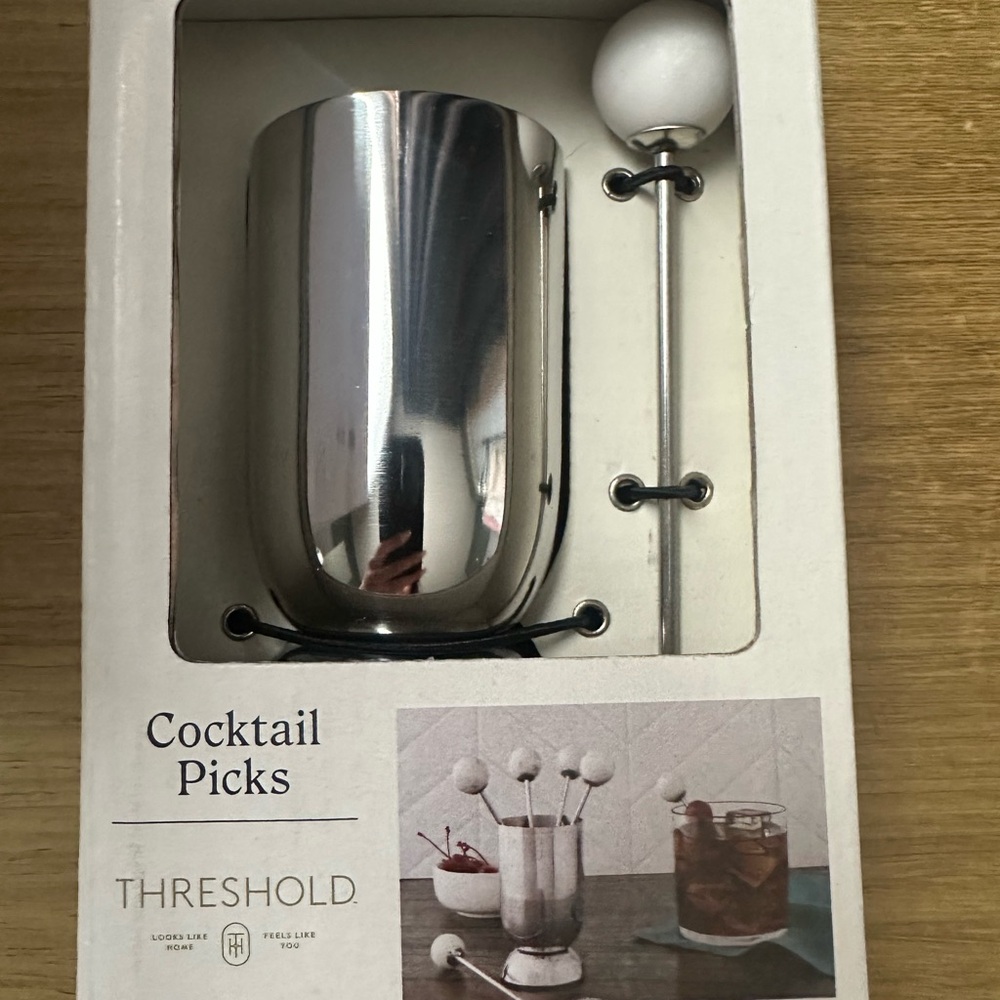 Threshold Silver and White Cocktail Picks Set